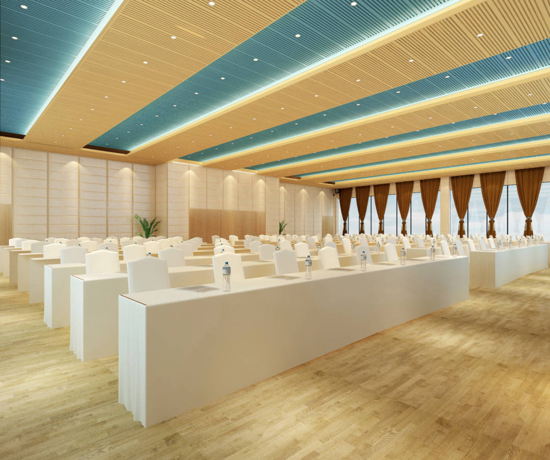 The use of fiberglass ceiling sound-absorbing panels in conference rooms