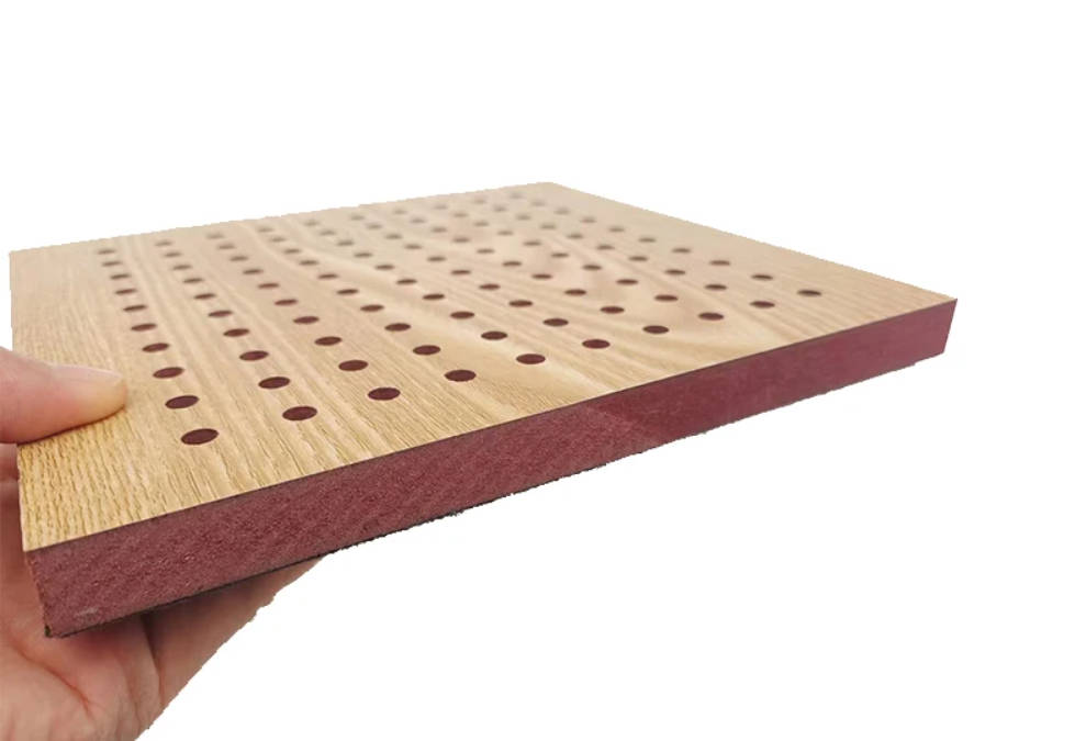 Wall Interior Eco Wooden Groove perforated wooden acoustic panel.Fireproof Perforated Acoustic Panel