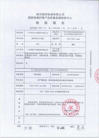 Acoustic product quality inspection report